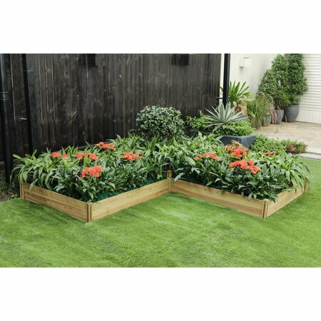 GRILLTOWN Three Section L-Shaped Raised Garden Bed Planter, Natural Wood GR3278878